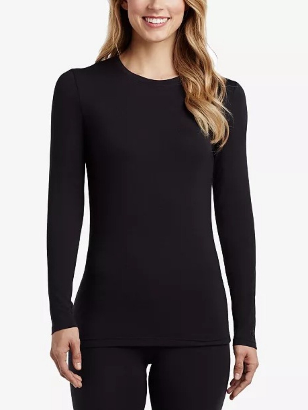 Cuddl Duds Softwear with Stretch Long-Sleeve Layering Top Black XS New